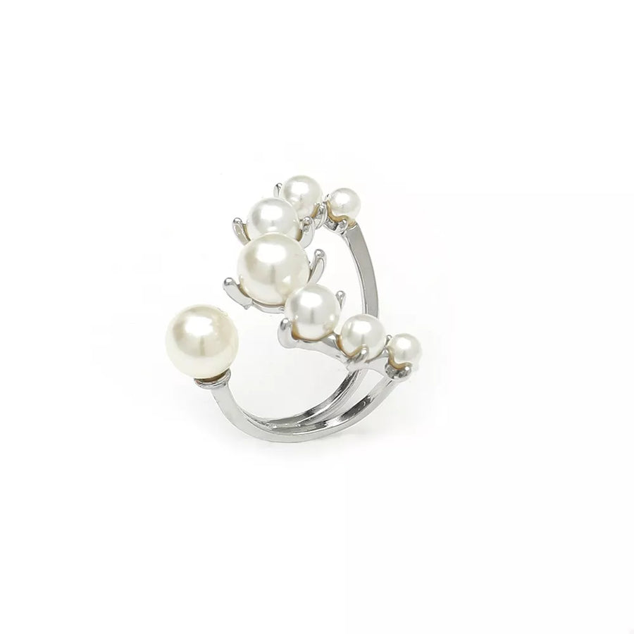 18k Gold-plated Synthetic Pearl Open Ring in Silver with open ring