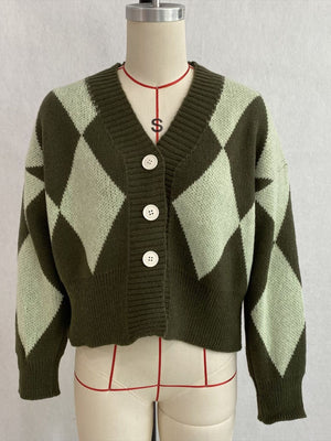 Brown regular cardigan with v-neck