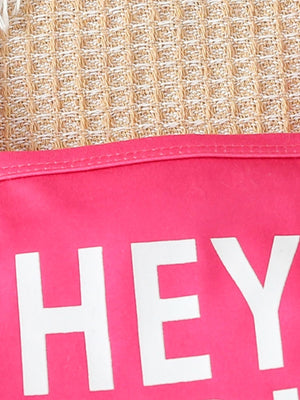 Pink cotton cami with white "HEY" graphic detail