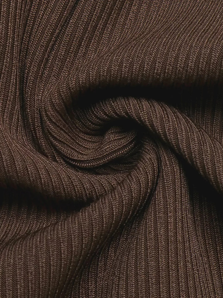 Metal Buckle Surplice T-shirt in chocolate brown with ruched