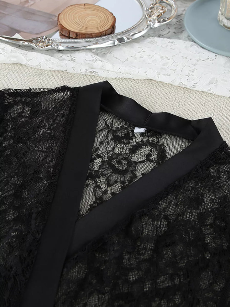 black with lounge set with floral with lace 19