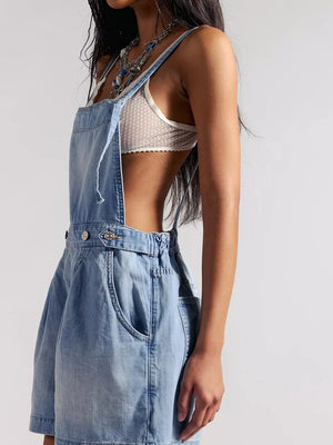 vintage-inspired overalls in Dark Blue with strapless