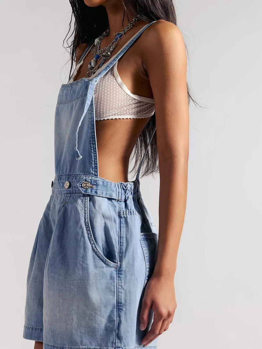 vintage-inspired overalls in Dark Blue with strapless