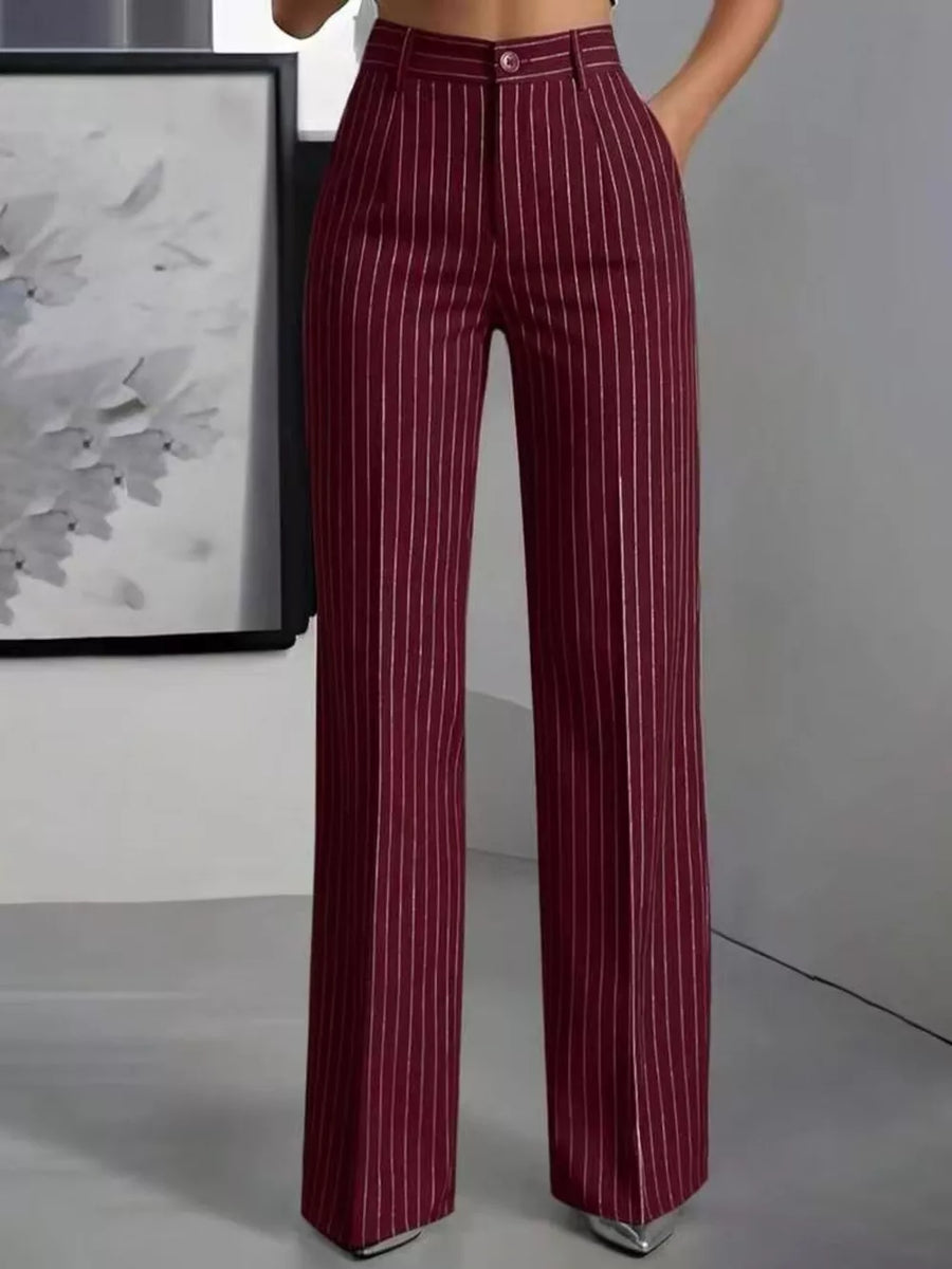 wide-leg pants featuring striped in Dark Blue with 100% polyester Care instructions: Machine wash cold texture