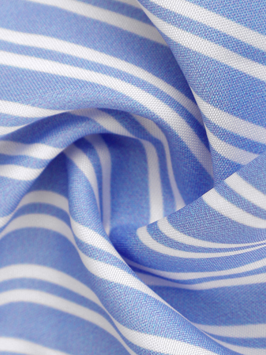 Blue and white striped peplum cami with tie-front detail