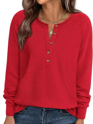 henley in Black with henley and long sleeve