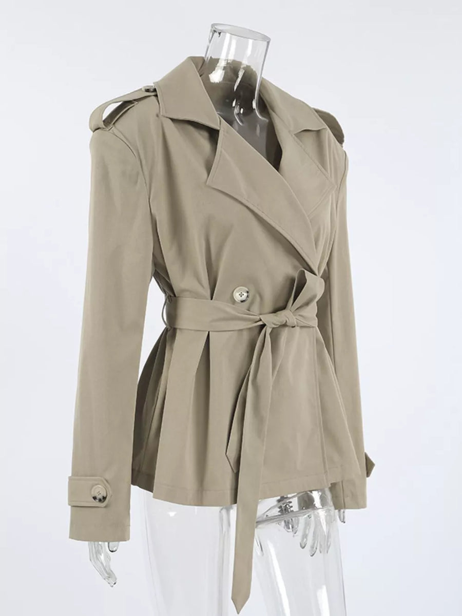 Chic Double-breasted Belted Trench Coat option 10
