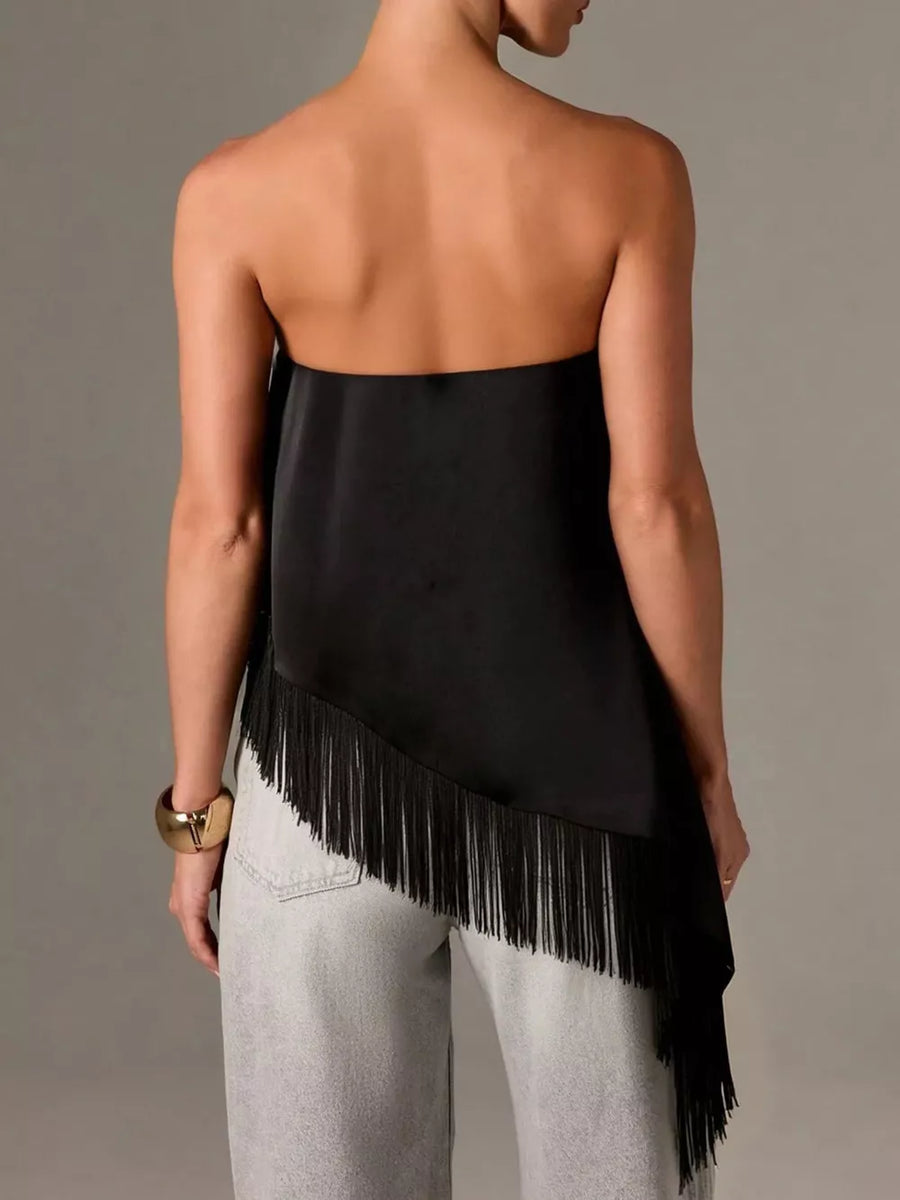 bohemian tube top in Brown with strapless