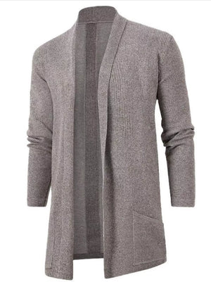 classic cardigan in Khaki with shawl lapel