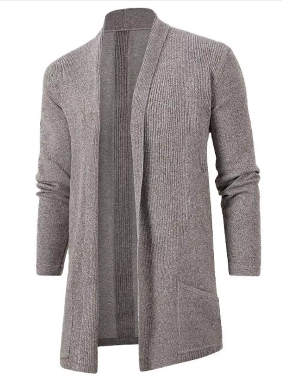classic cardigan in Khaki with shawl lapel