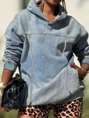pullover hoodie in light blue featuring oversized and oversized fit