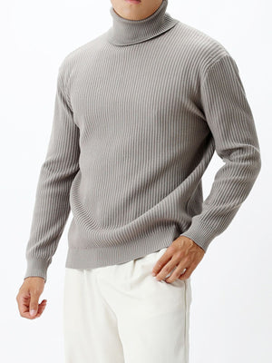 Black turtleneck sweater with hip-length and pullover