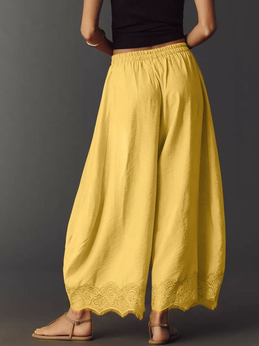 Yellow wide-leg pants