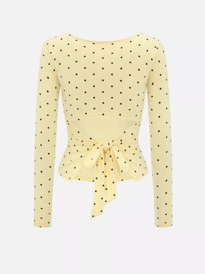 t-shirt featuring polka dot in Black with 95% viscose, 5% elastane Care instructions: Machine wash cold texture