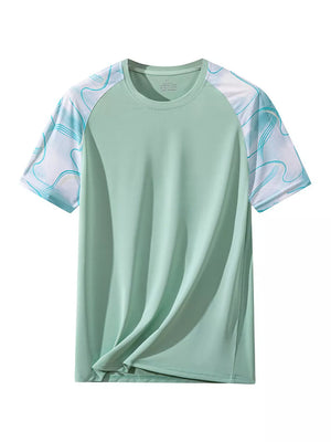 White Men's Plus Size Color Block T-shirt