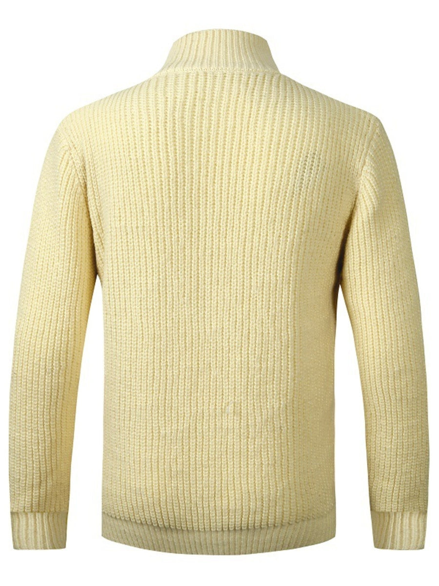 light yellow cardigan with hip-length and button-front