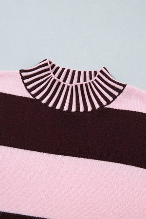 baby pink pullover sweater with ribbed cuffs and long sleeve