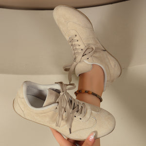 Polyester Round Toe Lace Up Sneakers in Sky Blue with round toe