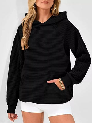 Pink pullover hoodie with hip-length and pullover