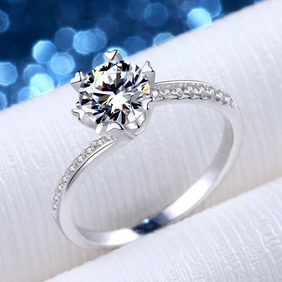 1 Carat 925 Sterling Silver Moissanite Bypass Ring in silver with moissanite stone