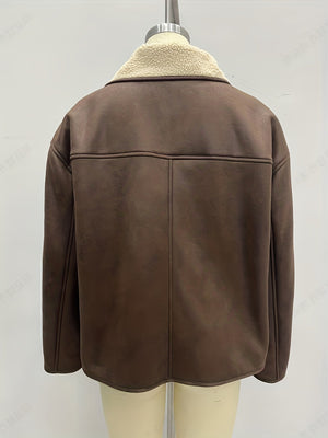 cream relaxed jacket with notch lapel