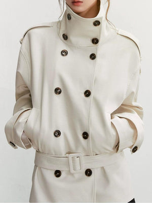 classic trench coat in White with turtleneck