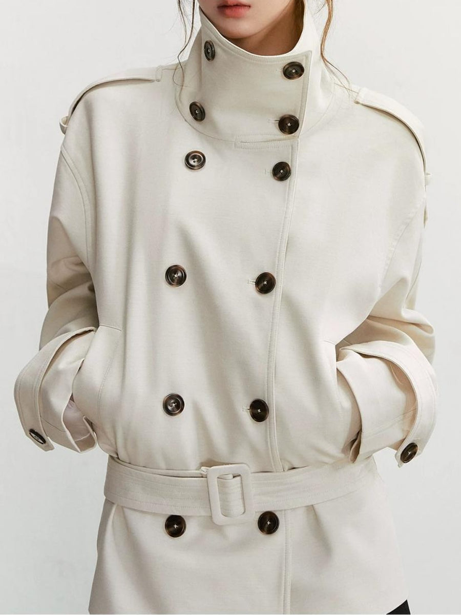 classic trench coat in White with turtleneck