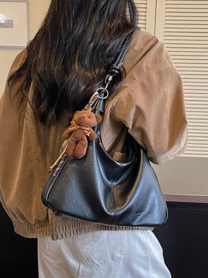 PU Leather Imported Size & crossbody bag in Khaki with relaxed silhouette