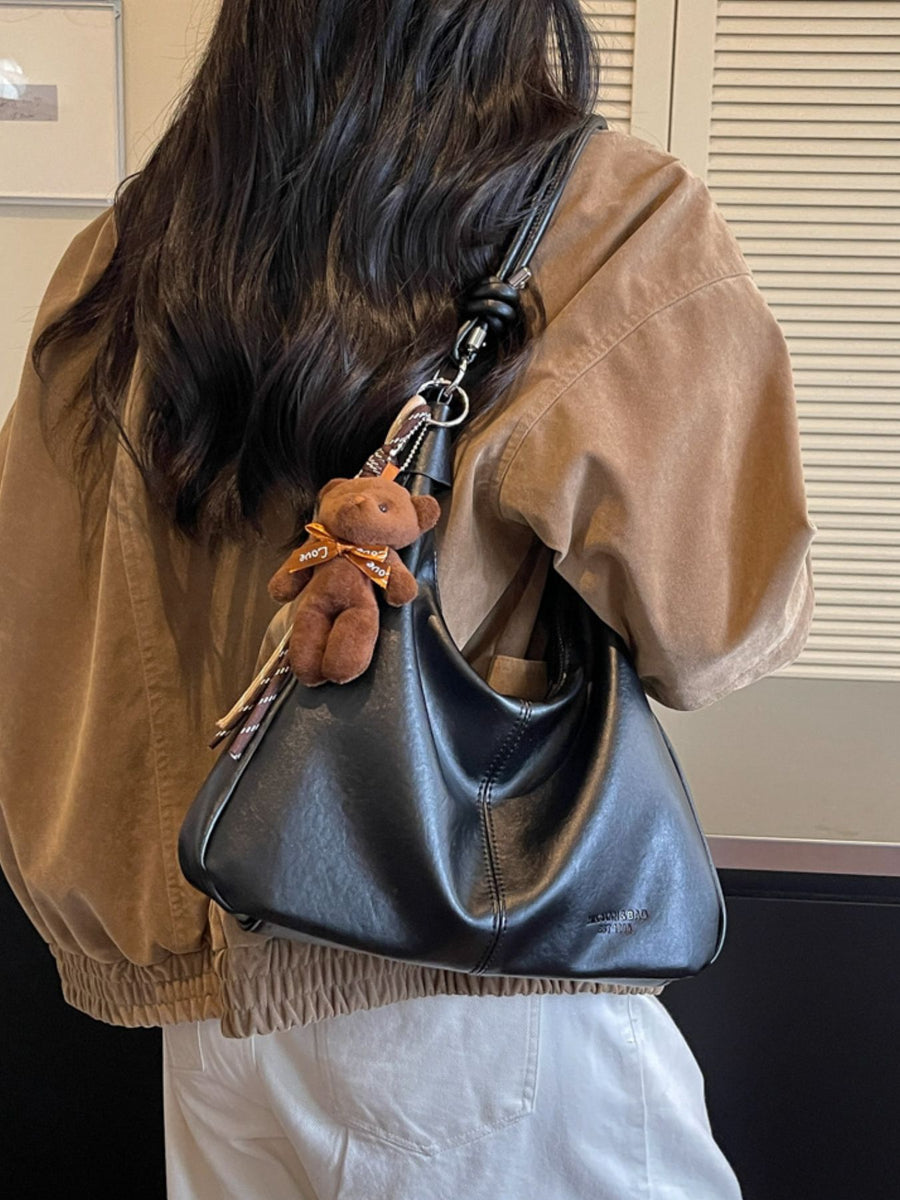 PU Leather Imported Size & crossbody bag in Khaki with relaxed silhouette