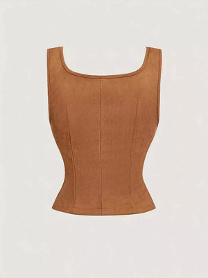 Ochre vest featuring embroidered and floral
