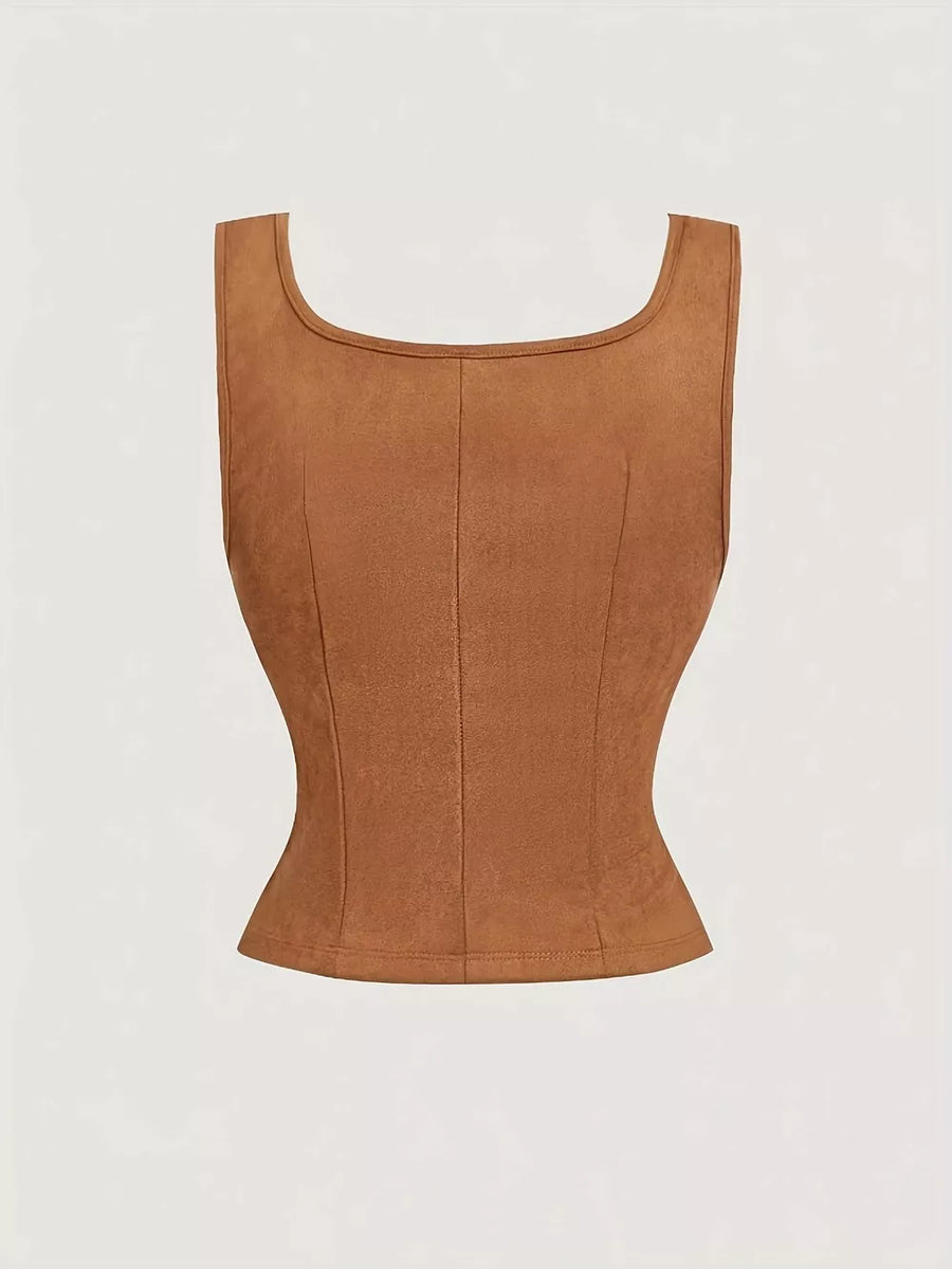 Ochre vest featuring embroidered and floral