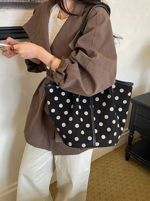Suede Imported Size & tote in Black with boxy silhouette