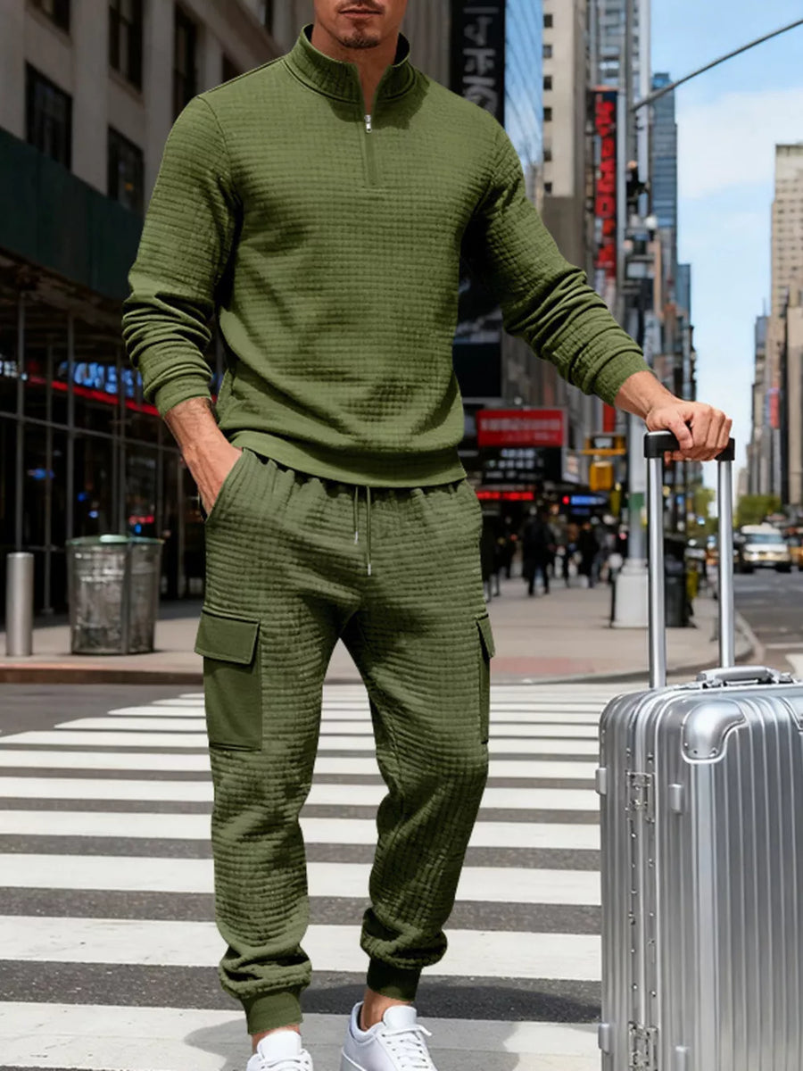 95%polyester, 5%spandex Care instructions: Machine wash cold lounge set in light gray with relaxed silhouette