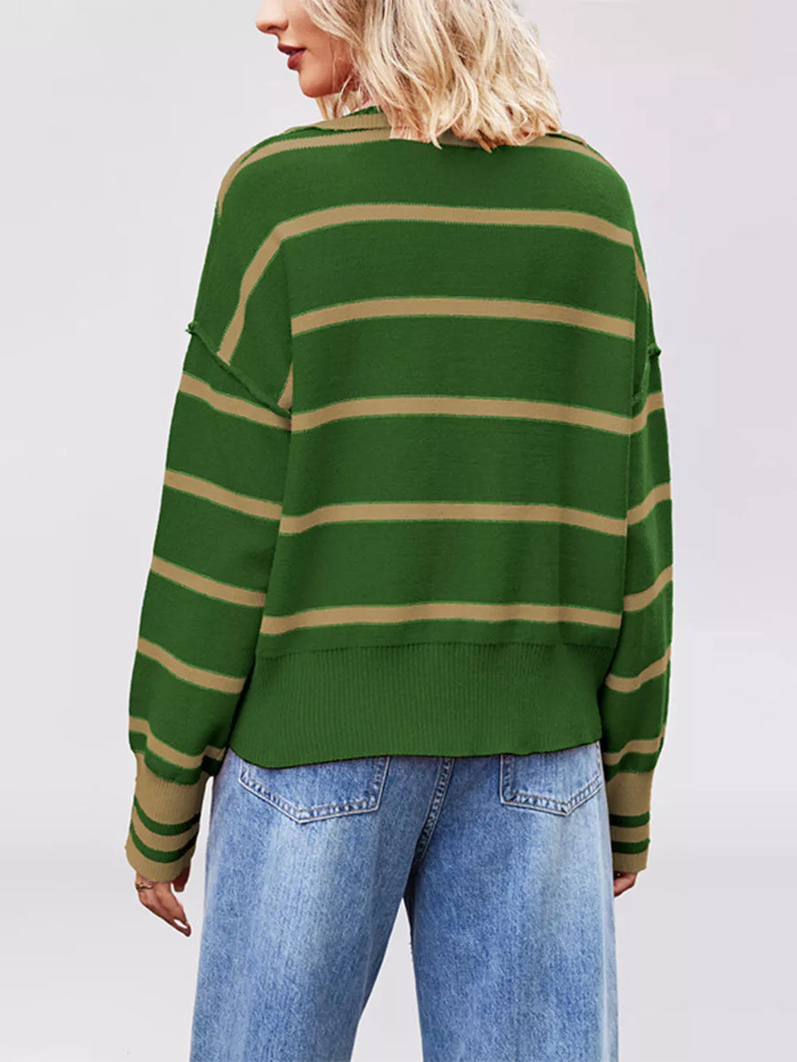 pullover sweater featuring striped in cream with 100% polyester Care instructions: Machine wash cold texture