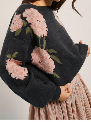 Coffee Brown pullover sweater with waist-length and pullover