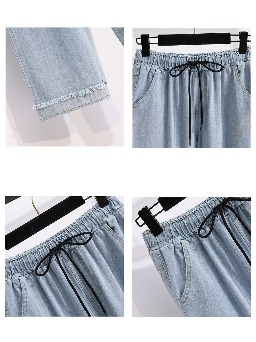 wide-leg jeans in Dark Blue with washed and ankle-length