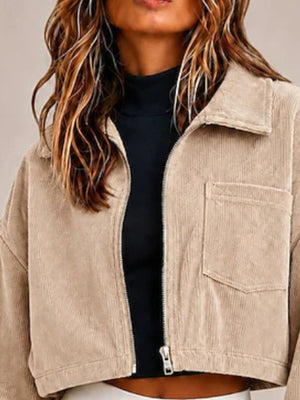 streetwear bomber jacket in Beige with collared