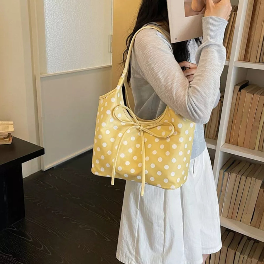 PU Leather Imported Size & shoulder bag in yellow with relaxed silhouette
