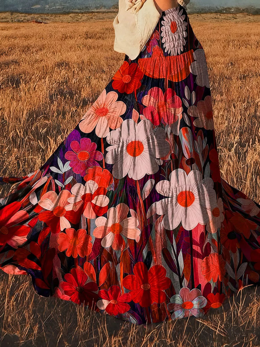 maxi skirt in red with tiered and maxi