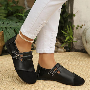 Round Toe Slip-ons in light gray with round toe