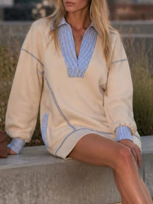 cream mini dress with mini and pullover