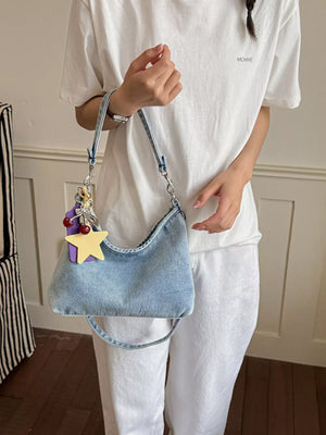 Star Charm Denim Shoulder Bag option 5