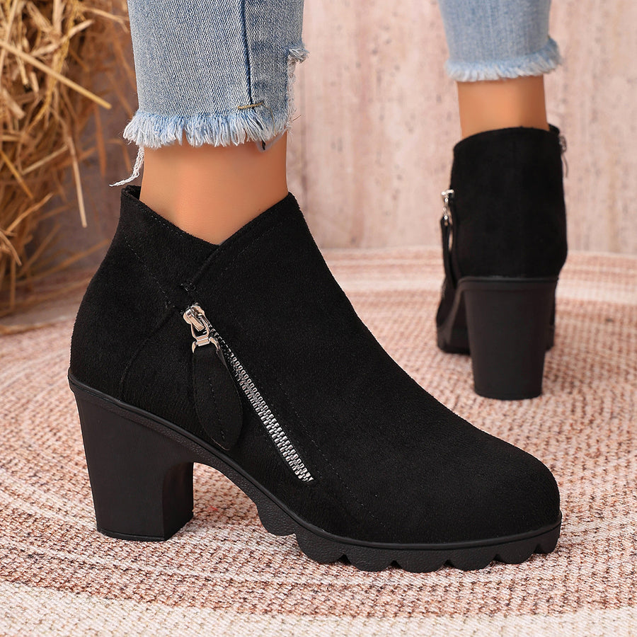 Polyester,Rubber Imported Size & boots in Black with ankle boot silhouette
