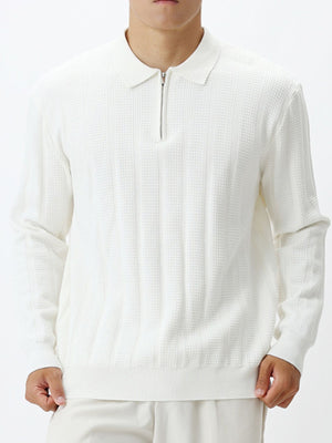 zip-up sweater in White with plus-size and hip-length