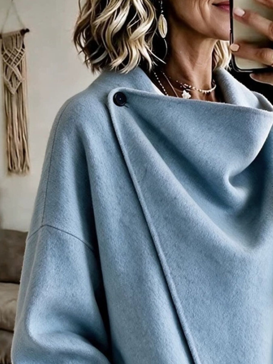 modern cape in Sky Blue with cowl neck