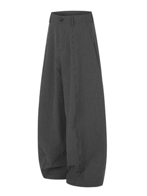Grey with Men's Wide Leg Plaid Pants