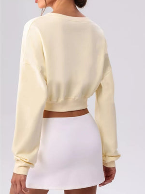 Cropped Button-down Active Cardigan in Light Yellow with button-front