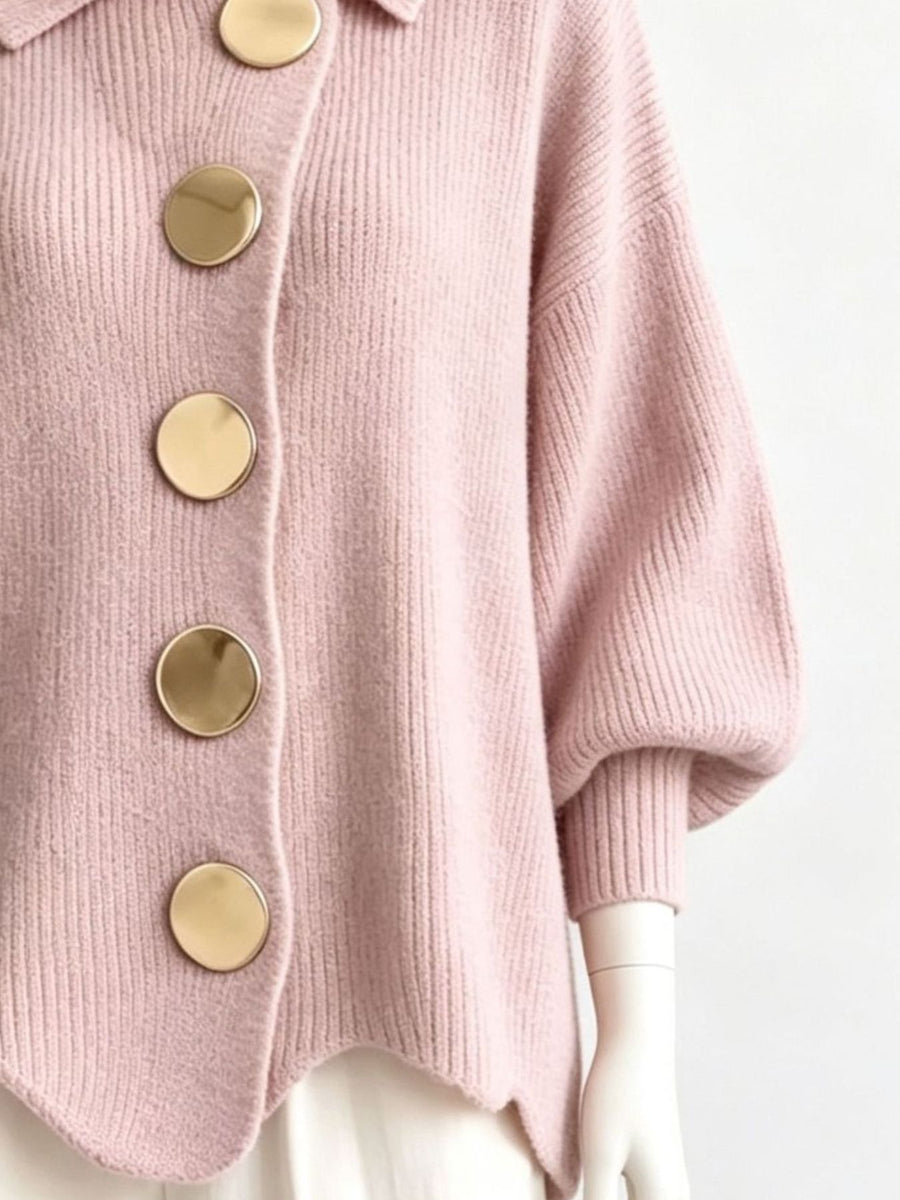 golden relaxed cardigan with collared