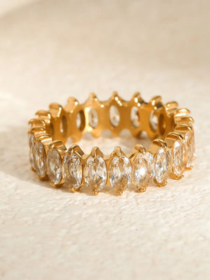 18k Gold-plated Stainless Steel Zircon Ring in gold with 18K gold-plated