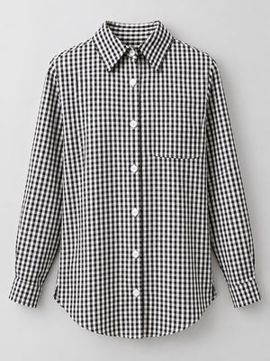 Plus Size Plaid Button-Down Shirt in Black